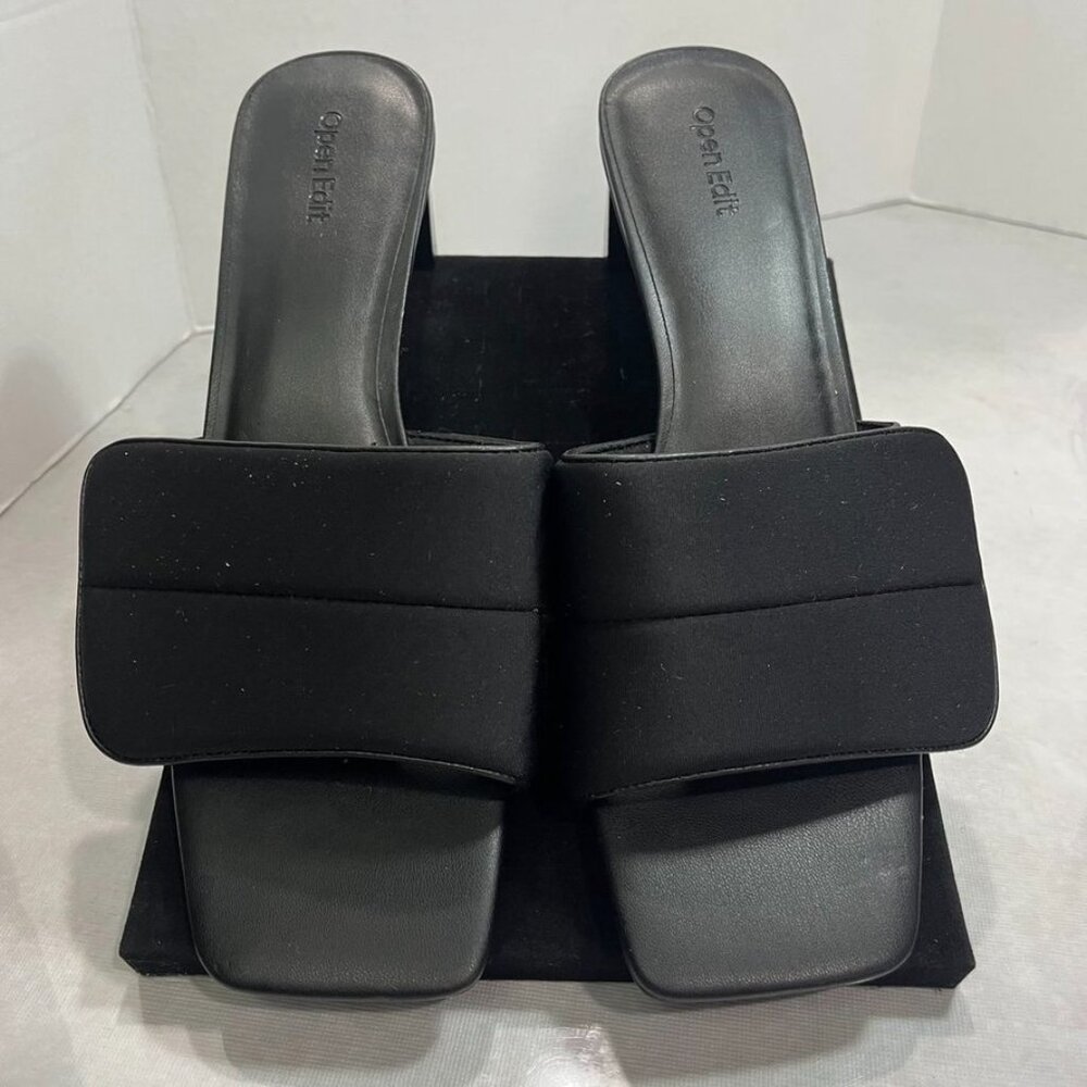 NEW Open Edit Cava Square Toe Mule Sandals Black Size 11 - Picture 4 of 12
